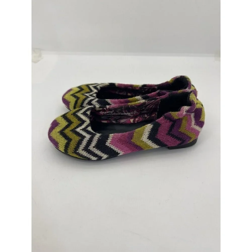 MISSONI Target Iconic Zig Zag Chevron Ballet Flats Girls Size 7 Fuschia **FLAW**